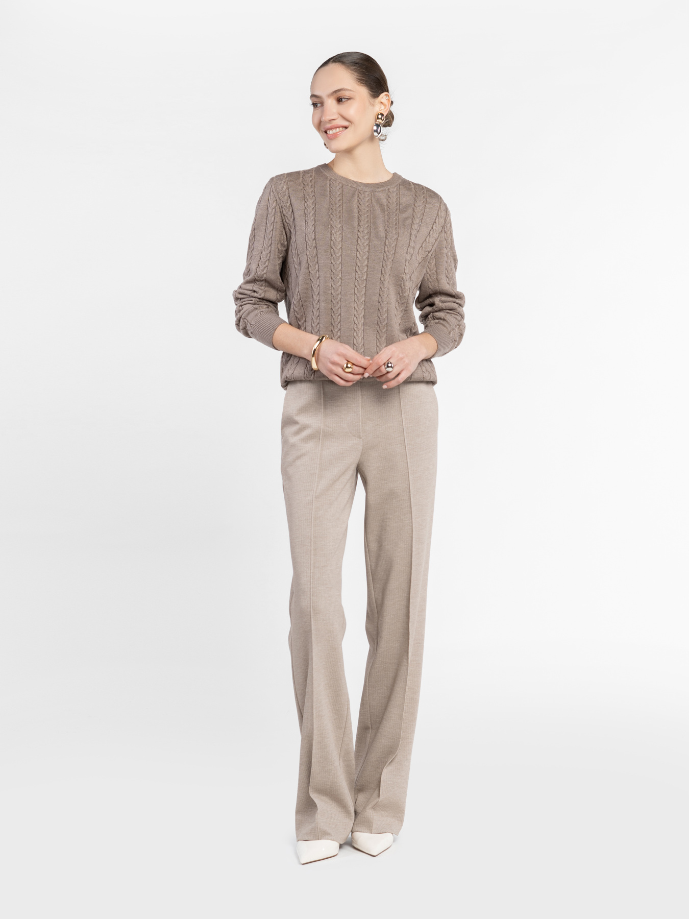 Свитер женский W10.57.16.531 Arber бежевый трикотажный модель W10.57.16.531 Фото