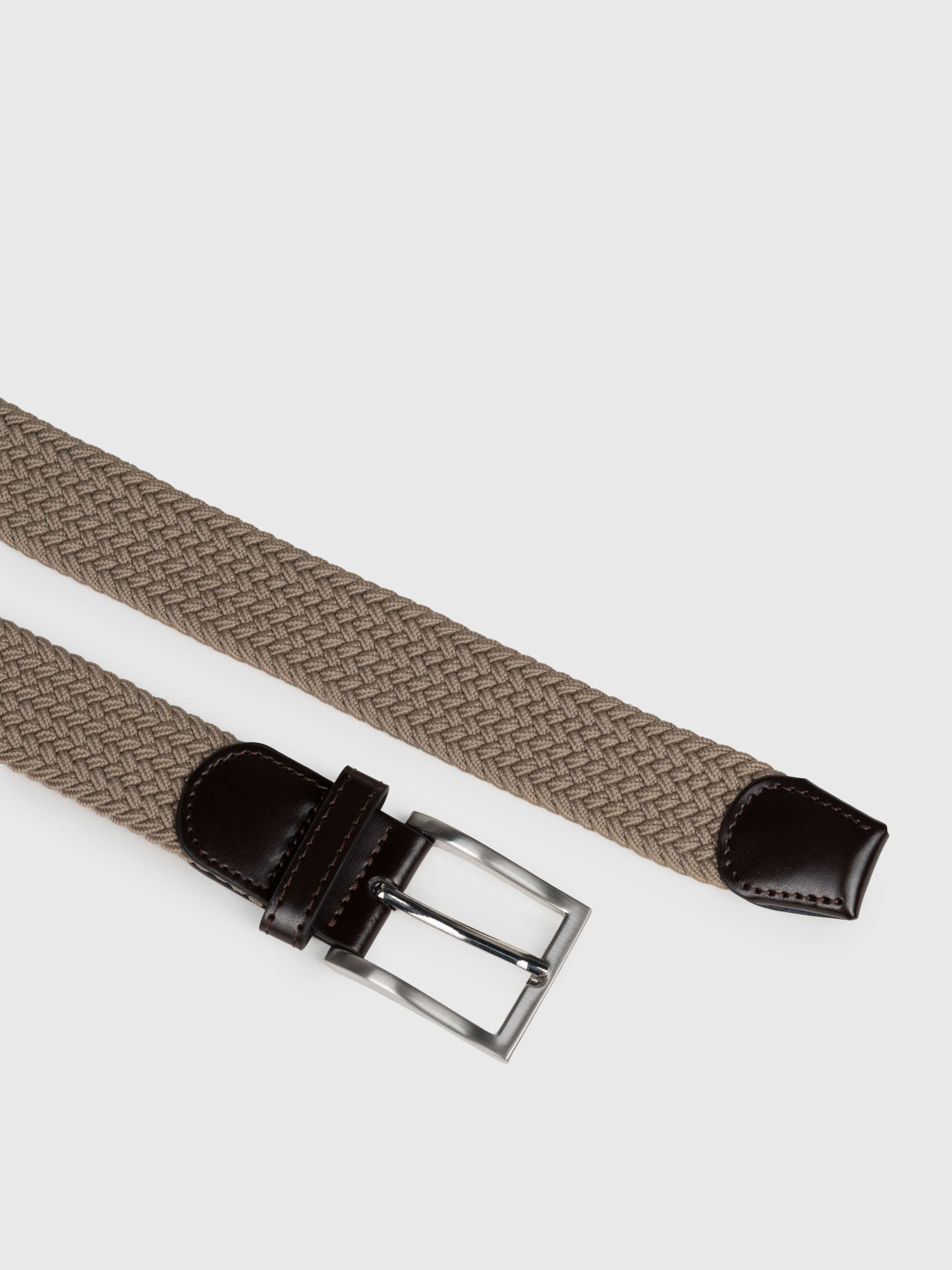 Ремінь чоловічий M06.08.60.611 молочний плетений зі шкіряними вставками модель M06.08.60.611 Фото