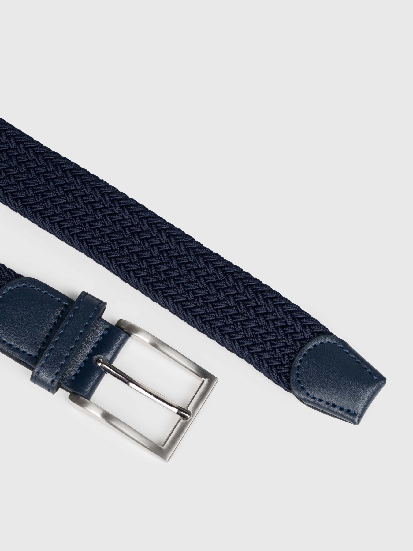 Ремінь чоловічий M06.09.09.611 темно-синій плетений зі шкіряними вставками модель M06.09.09.611 Фото