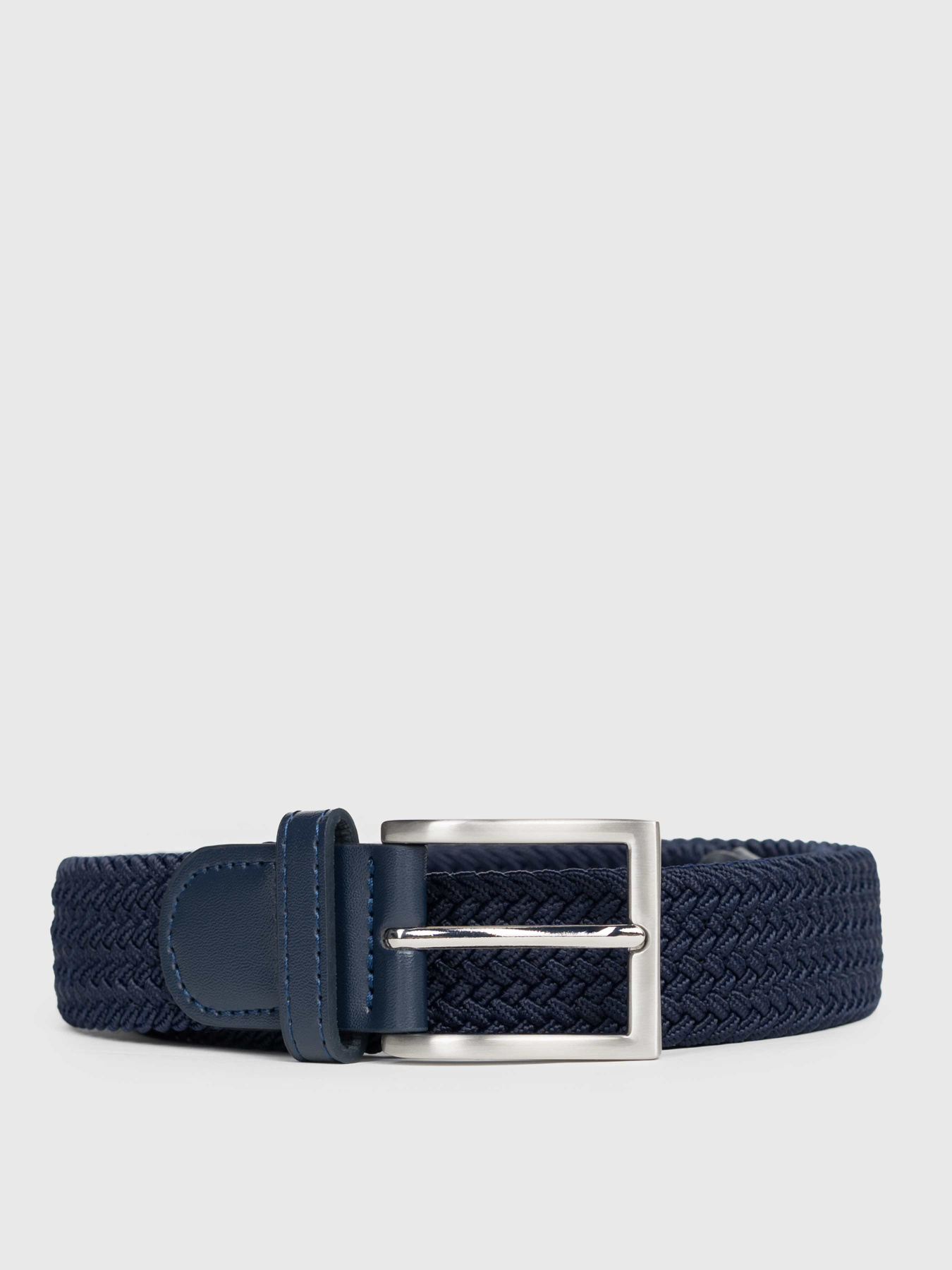 Ремінь чоловічий M06.09.09.611 темно-синій плетений зі шкіряними вставками модель M06.09.09.611 Фото