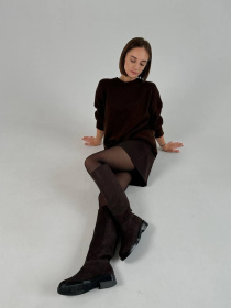 Сапоги-трубы из натурального нубука на меху коричневые (619/соната) модель P_199634-S38_199634 Сапоги-трубы из натурального нубука на меху коричневые (619/соната) модель P_199634-S38_199634 Фото