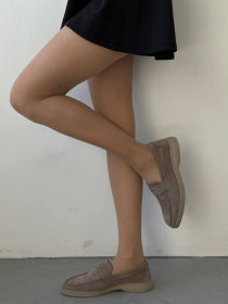 Лофери з натуральної замші на шкіряній устілці фігурна перемичка Капучино (154-4/Хіларі2) модель P_149387-S36_152530 Фото