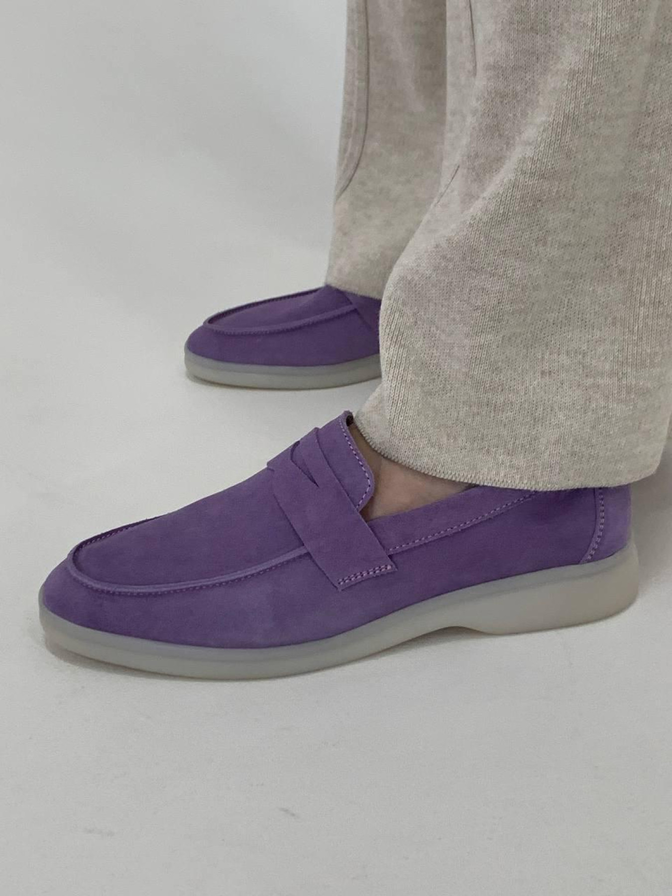 Лоферы из натуральной замши на кожаной стельке фигурная перемычка Лаванда (154-12/Хилари2) модель P_117973-S37_122731 Фото