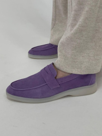 Лоферы из натуральной замши на кожаной стельке фигурная перемычка Лаванда (154-12/Хилари2) модель P_117973-S37_122731 Фото