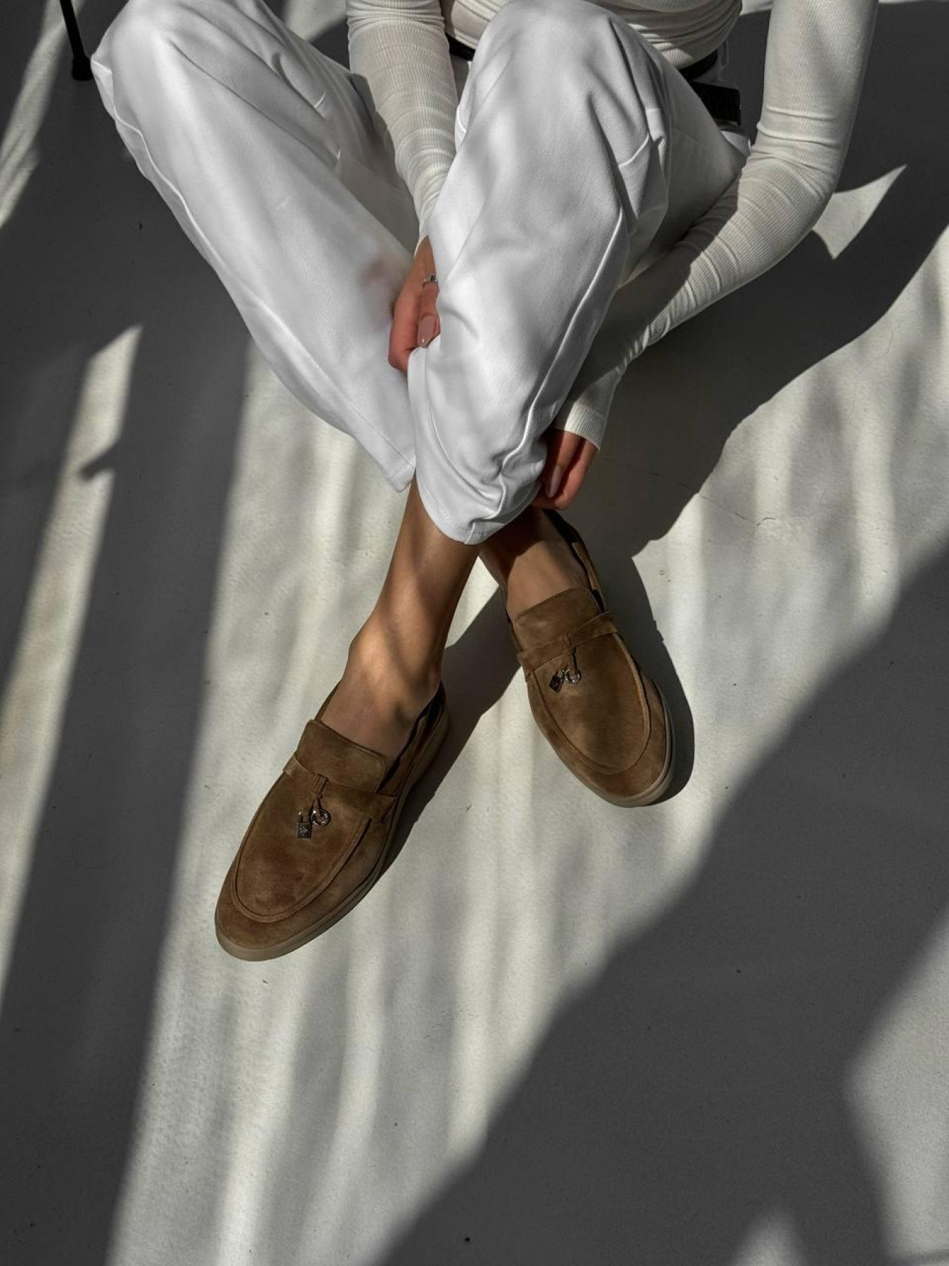 Лоферы из натуральной замши на кожаной стельке узкая перемычка Дерево (154/хилари2) модель P_194851-S36_194851 Фото