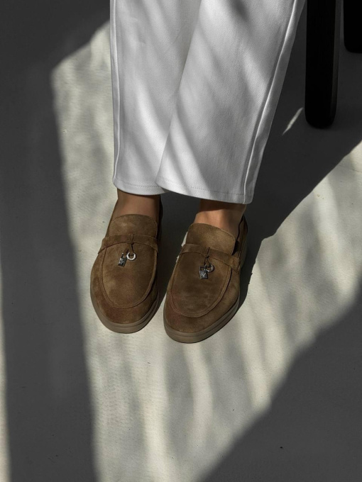 Лоферы из натуральной замши на кожаной стельке узкая перемычка Дерево (154/хилари2) модель P_194851-S36_194851 Фото