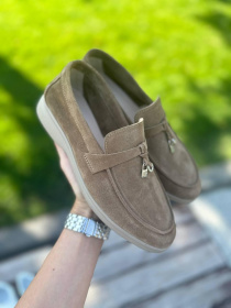 Лоферы из натуральной замши на кожаной стельке узкая перемычка Дерево (154/хилари2) модель P_194851-S36_194851 Фото