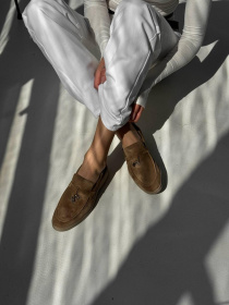 Лоферы из натуральной замши на кожаной стельке узкая перемычка Дерево (154/хилари2) модель P_194851-S36_194851 Фото