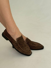 Лоферы из натуральной замши на кожаной стельке прямая перемычка Леопард (154/Хиллари4) модель P_183121-S36_183145 Фото