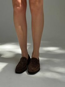 Лоферы из натуральной замши на кожаной стельке прямая перемычка Леопард (154/Хиллари4) модель P_183121-S36_183145 Фото