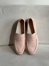 Лофери з натуральної замші на шкіряній устілці фігурна перемичка Персик (154/Хіларі2) модель P_217420 Фото