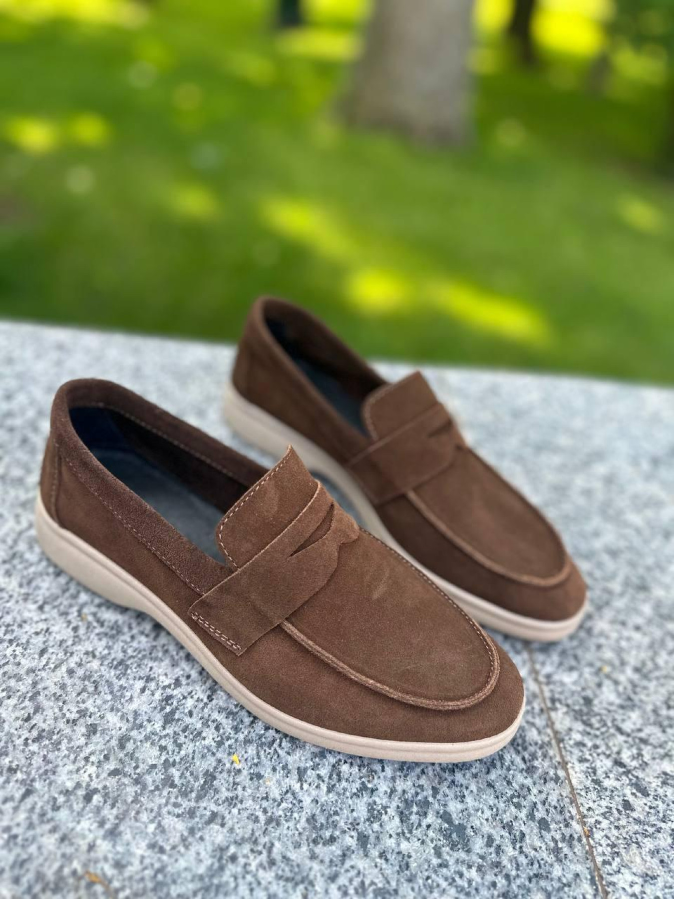 Лоферы из натуральной замши с мемори стелькой фигурная перемычка Какао (154-25/Хиллари2) модель P_175805-S38_183930 Фото