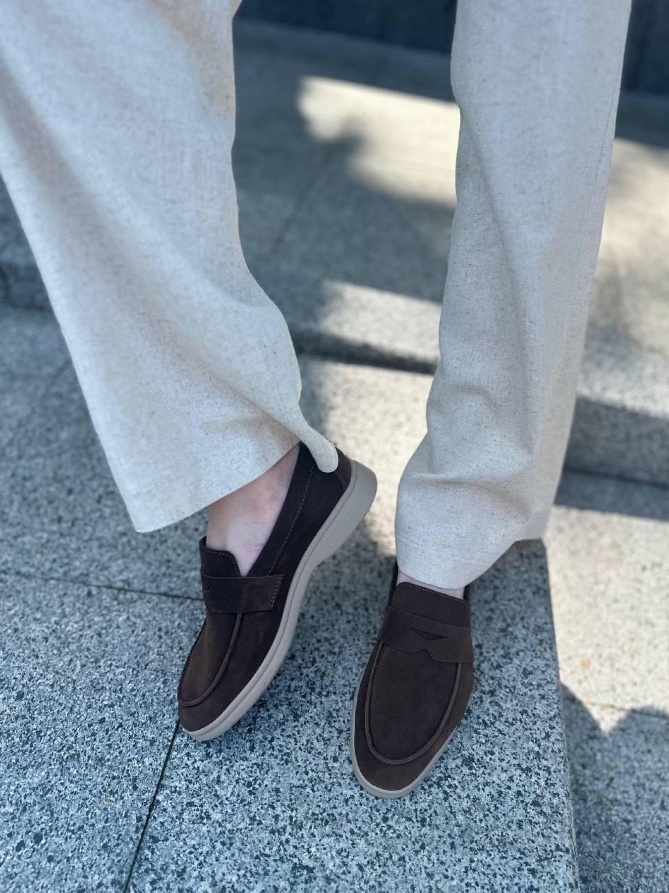 Лоферы из натуральной замши с мемори стелькой фигурная перемычка Какао (154-25/Хиллари2) модель P_175805-S38_183930 Фото