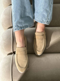 Лофери з натуральної замші на шкіряній устілці Світлий беж (154/Хіларі2) модель P_228747-S35_228747 Фото