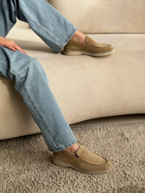 Лофери з натуральної замші на шкіряній устілці Світлий беж (154/Хіларі2) модель P_228747-S35_228747 Фото