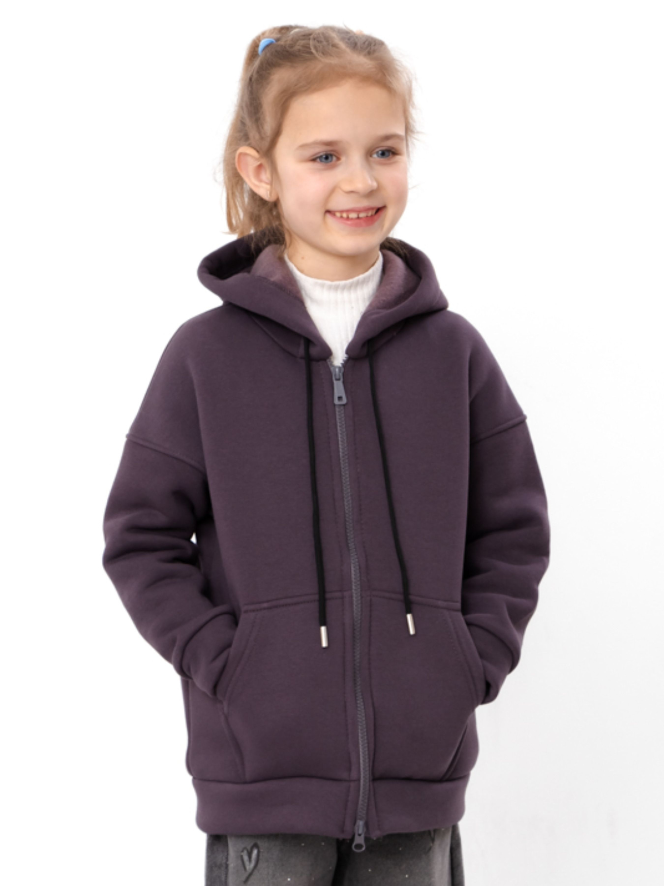 Тепла толстовка для дівчинки на блискавці, Темно-фіолетовий Носи Своє (6395-025-5) модель 6395-025-5-nzhir Фото