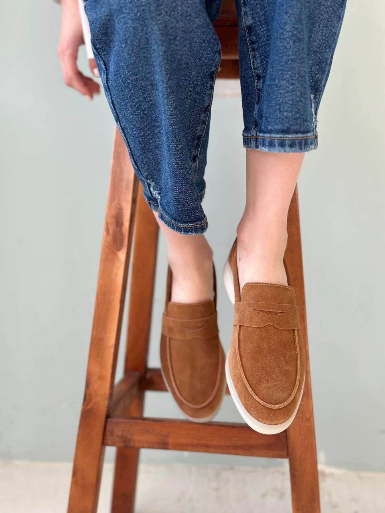 Лоферы из натуральной замши фигурная перемычка Виски (154-16/Хиллари2) модель P_4945-S38_4945 Фото