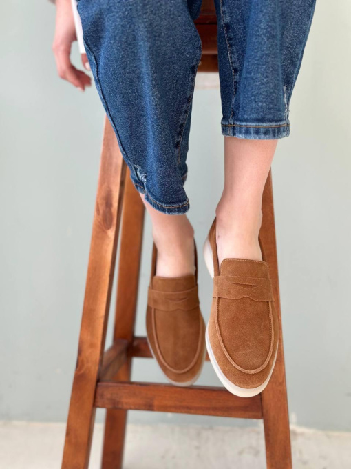 Лоферы из натуральной замши фигурная перемычка Виски (154-16/Хиллари2) модель P_4945-S38_4945 Фото