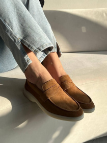 Лоферы из натуральной замши фигурная перемычка Виски (154-16/Хиллари2) модель P_4945-S38_4945 Фото