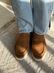 Лоферы из натуральной замши фигурная перемычка Виски (154-16/Хиллари2) модель P_4945-S38_4945 Фото