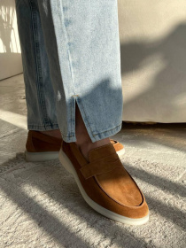 Лоферы из натуральной замши фигурная перемычка Виски (154-16/Хиллари2) модель P_4945-S38_4945 Фото