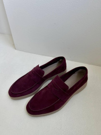 Лофери з натуральної італійської замші з меморі устілкою фігурна перемичка Баклажан винний (154/Хіларі2) модель P_158181-S39_193489 Фото