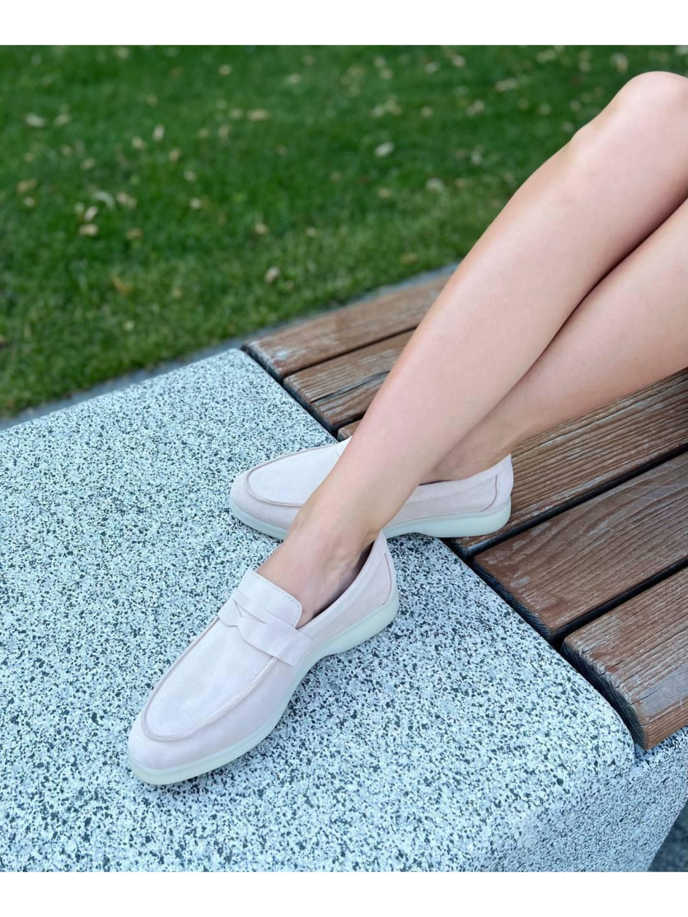 Лоферы из натуральной замши на кожаной стельке фигурная перемычка Пудра (154-9/1056) модель P_183442-S39_185385 Фото