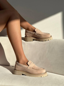 Лофери з натурального нубуку фігурна перемичка Беж (154.astra38w266) 38 модель P_138763-S36_138763 Фото