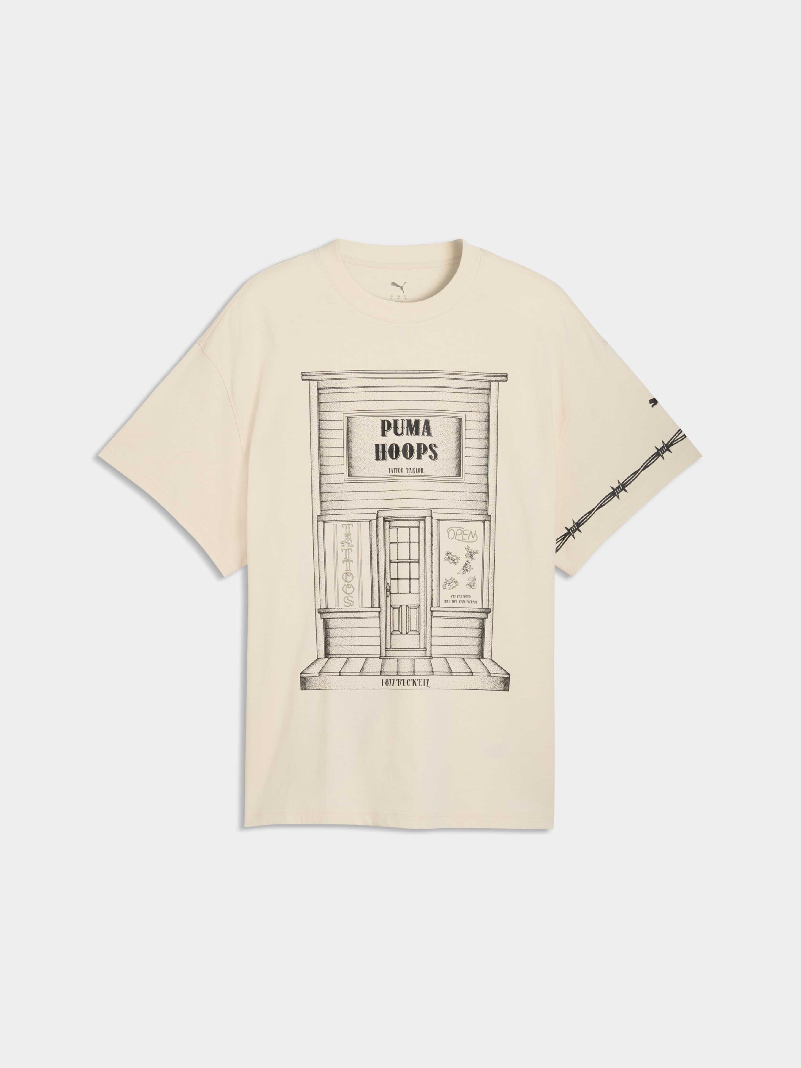 Чоловіча Футболка PUMA Swish N' Ink Tee Ii (634659_01) колір білий, матеріал комбінований верх