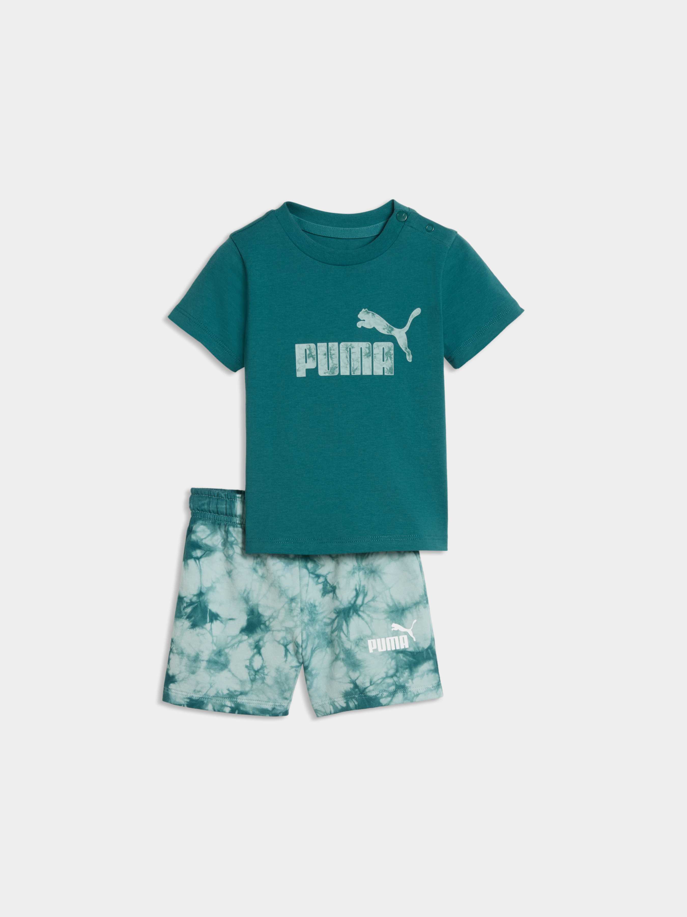 Дитячий Спортивний костюм PUMA Ess Tie-dye Tee Shorts Set (693291_41) колір зелений, матеріал комбінований верх