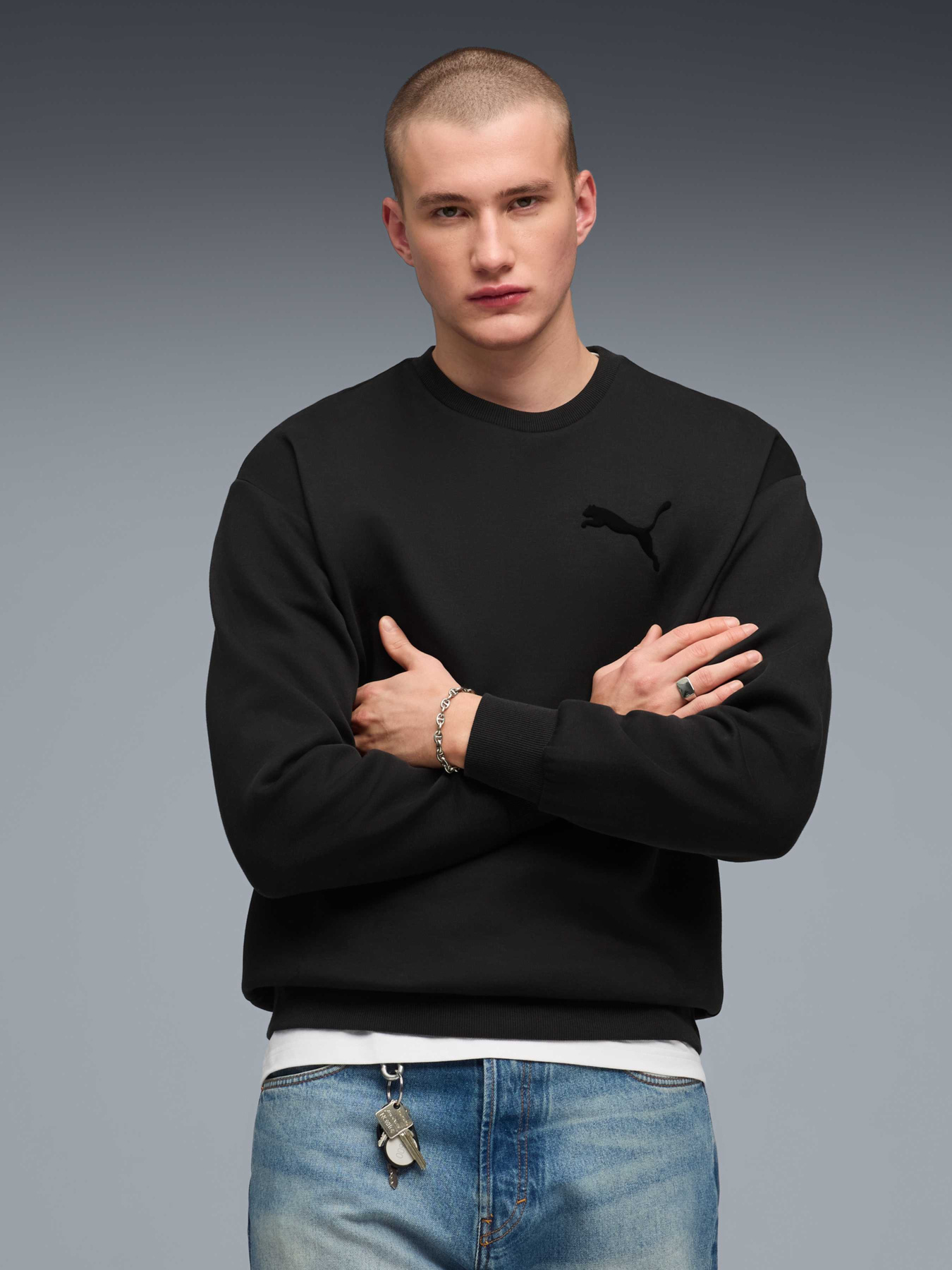 Свитшот Essentials Elevated Cat Logo Relaxed Sweatshirt Men модель 634393 Фото