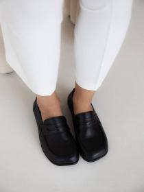 Лоферы из натуральной гладкой кожи на подошве Сталекс Черные (128/0582) модель P_232980-S37_234588 Фото