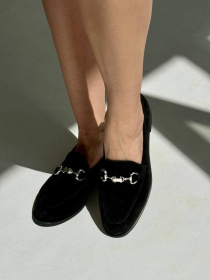 Лоферы из натуральной замши с узкой перетяжкой серебро Черный (161/10115) модель P_172835-S37_172835 Фото