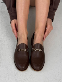 Лоферы из натуральной кожи с золотой антик фурнитурой Белиз Коричневая (161) модель P_214399-S37_214399 Фото