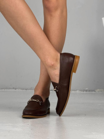 Лоферы из натуральной кожи с золотой антик фурнитурой Белиз Коричневая (161) модель P_214399-S37_214399 Фото