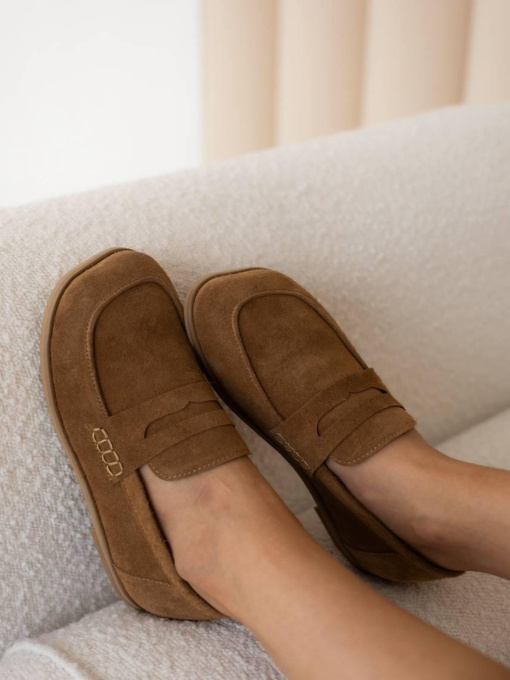 Лоферы из натуральной замши на подошве Сталекс Винтаж Виски (128/0582) модель P_230597-S37_233161 Фото