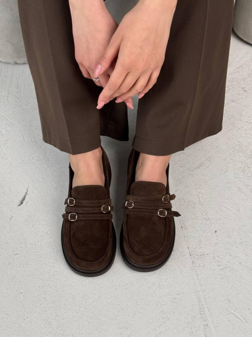 Лоферы из натуральной замши Какао (170/21507 шоколад) модель P_216188-S39_217352 Фото