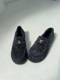 Лоферы из натуральной замши с ворсом с фурнитурой серебро Серый (256) модель P_233048-S38_233062 Фото