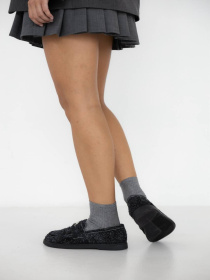 Лоферы из натуральной замши с ворсом с фурнитурой серебро Серый (256) модель P_233048-S38_233062 Фото