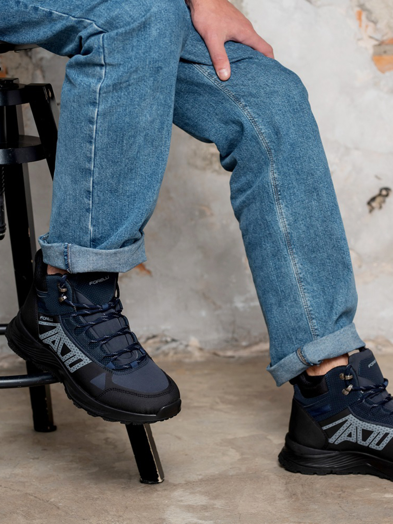 Мужские анатомические ботинки Forelli 7001 синие модель 7001-Blue Фото