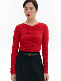 Акцентий червоний лонг з драпіруванням модель 4922.9 Фото