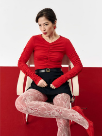 Акцентий червоний лонг з драпіруванням модель 4922.9 Фото