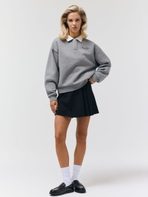 Свитшот женский ZOWRA с декоративным воротником серый меланж модель 10048825 Фото