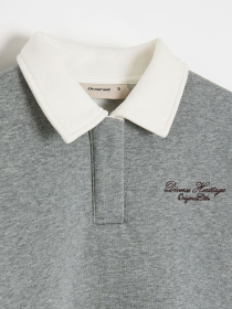 Свитшот женский ZOWRA с декоративным воротником серый меланж модель 10048825 Фото