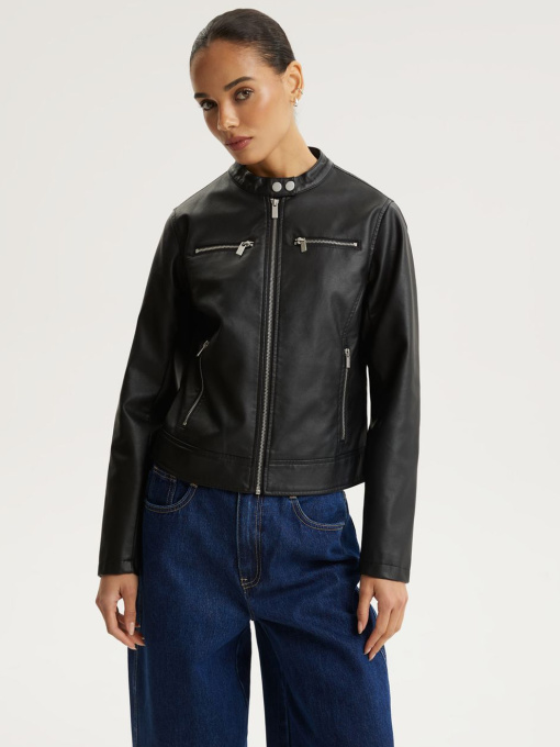 Куртка жіноча BANSHI зі штучної шкіри чорна модель 10048844 Фото