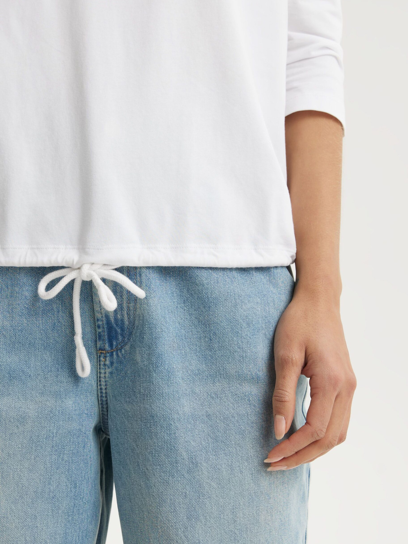 Лонгслив женский HEGBO B 261 со связкой белый модель 10048852 Фото