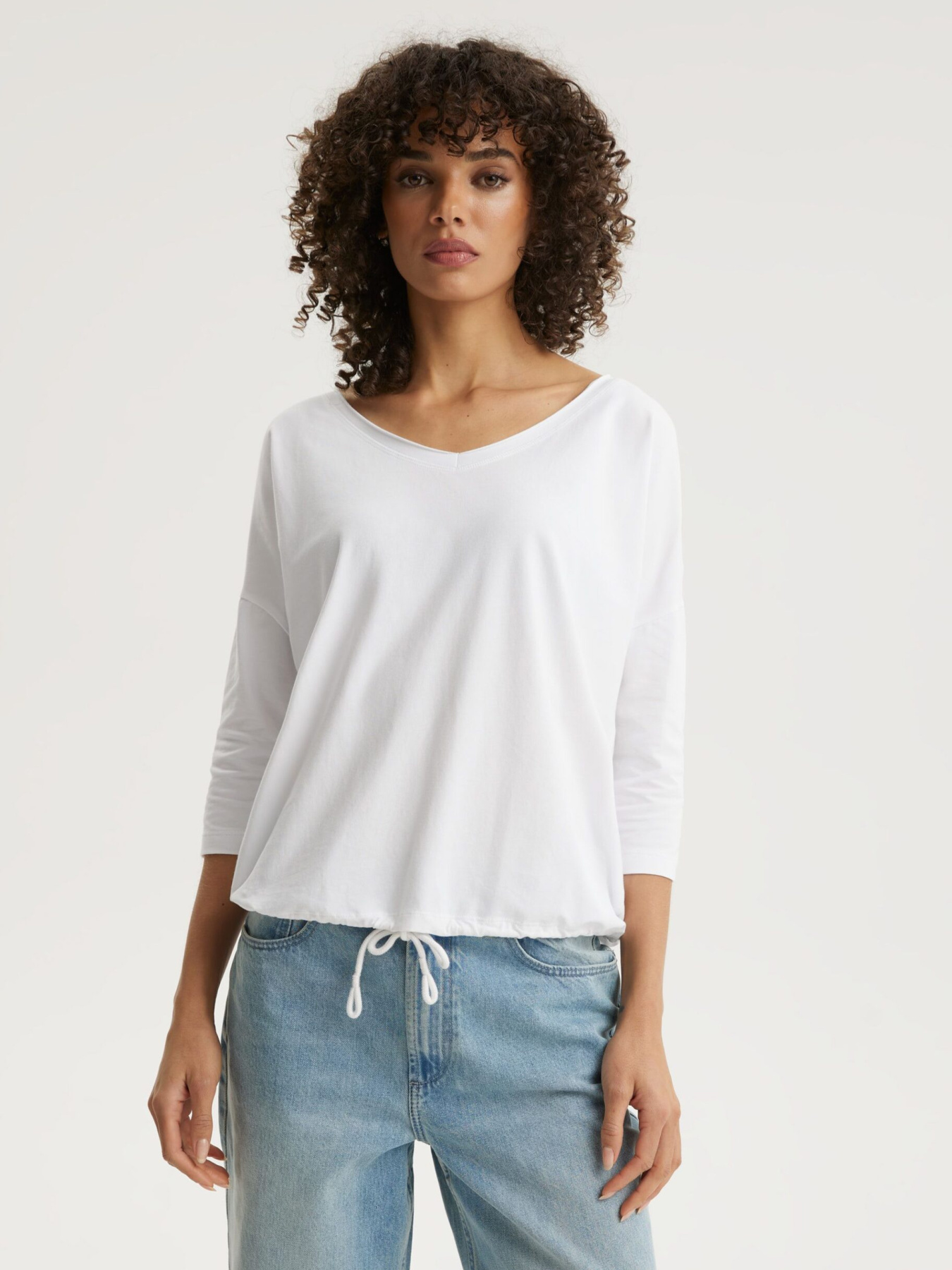 Лонгслив женский HEGBO B 261 со связкой белый модель 10048852 Фото