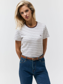 Футболка смугаста жіноча PILORA світло-сіра модель 10048883 Фото