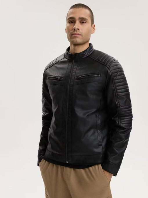 Куртка мужская DERUNION 261 из искусственной кожи черная модель 10048898 Фото