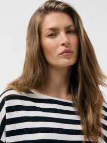 Лонгслів смугастий жіночий LONSAPAS біло-чорний модель 10048914 Фото